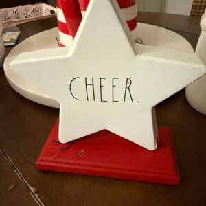 White Star Decor with Red Base